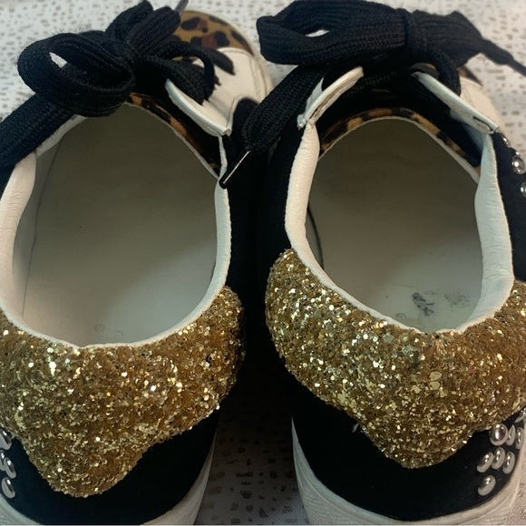 LEOPARD STUD Fashion Sneaker Faux Leather Suede - Picture 7 of 12